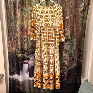 Vintage 70s Sears Floral Mod print Palazzo jumpsuit medium rare wide leg disco